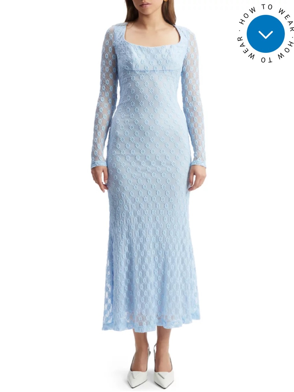 NWT Bardot Sz XS/2 Cornflower Blue Adoni Lace Ethereal Midi Dress Ret $129!